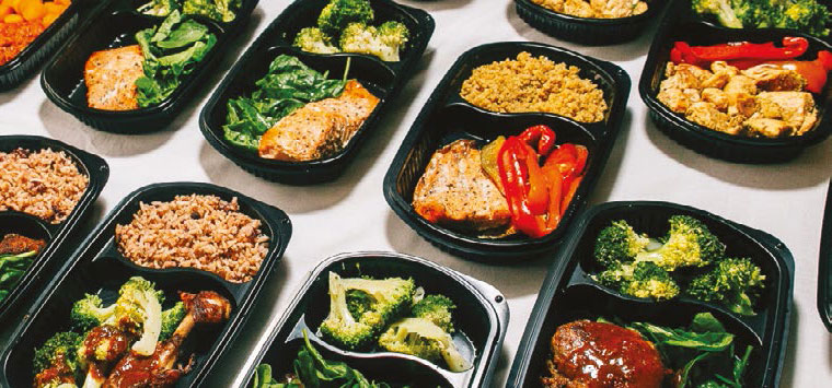 A selection of pre-portioned healthy meals.